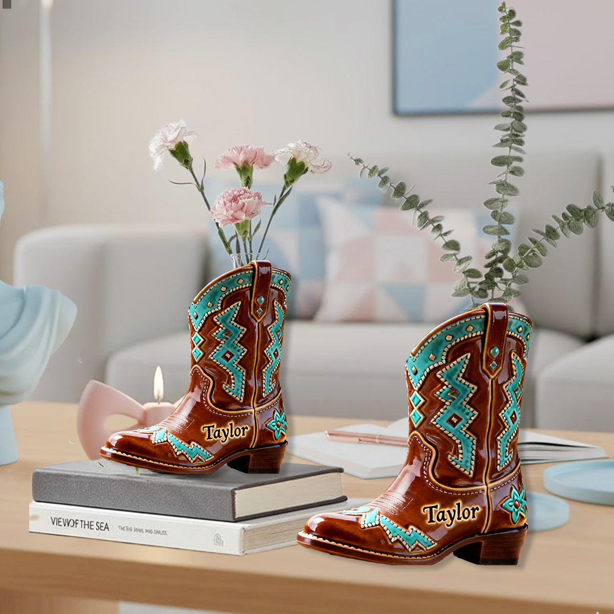 Cowboy Boot - Personalized Country Girl Custom Shape Acrylic Flower Vase