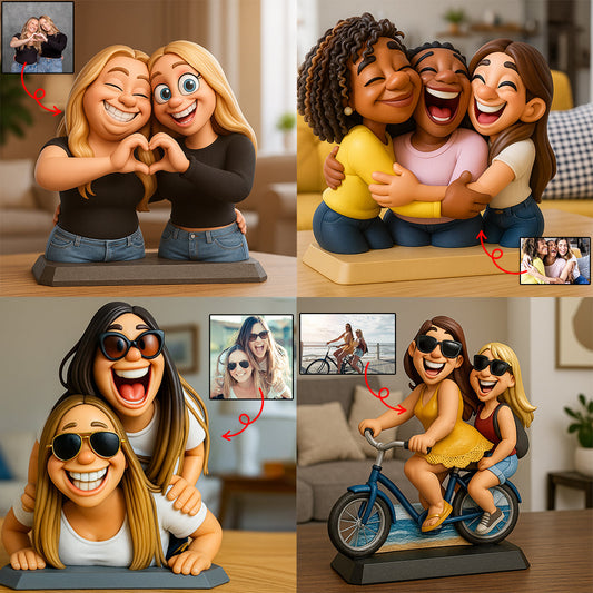 Funny Gift Cartoonish Exaggerated Mascot Style - Personalized Bestie Custom Shaped Acrylic Plaque