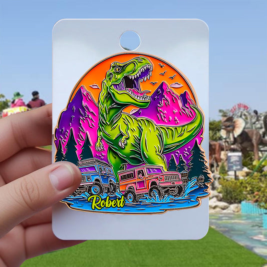 Dinosaurus And Monster Truck - Personalized Kid Pin