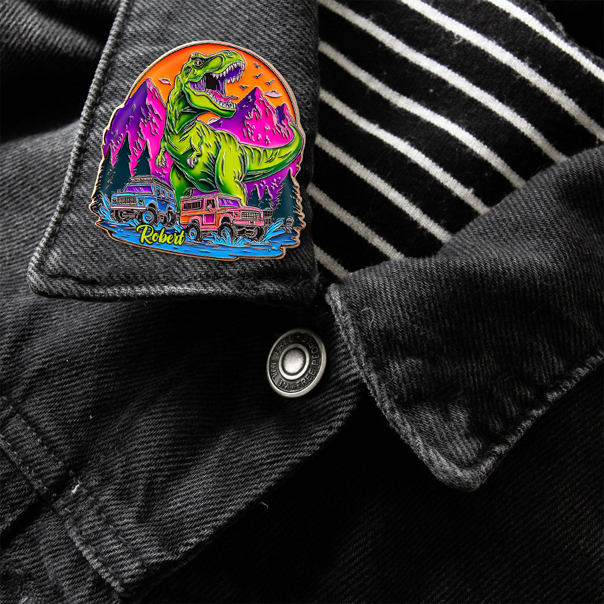 Dinosaurus And Monster Truck - Personalized Kid Pin