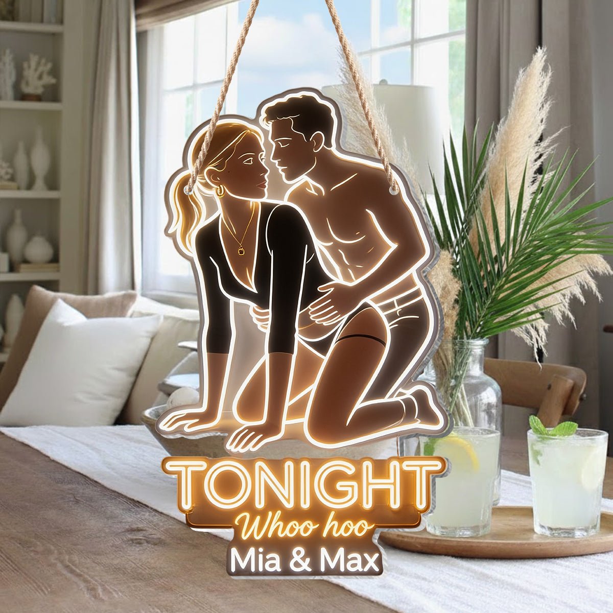 Not Tonight - Spicy Couple LED Light Acrylic Sign