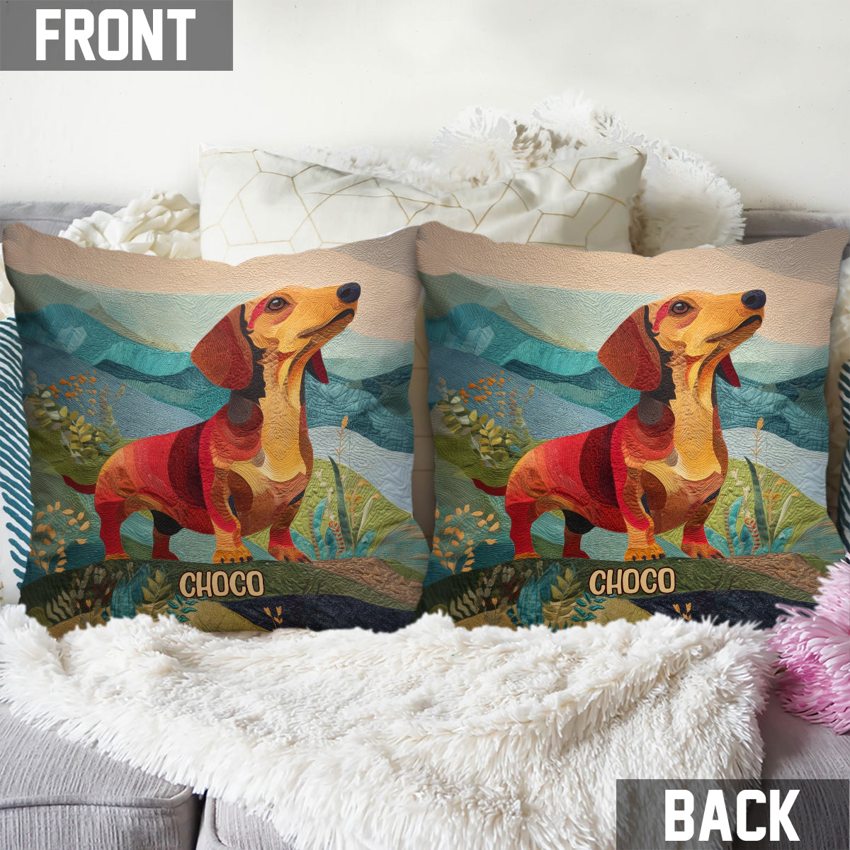 Love Dachshunds - Personalized Dachshund Throw Pillow