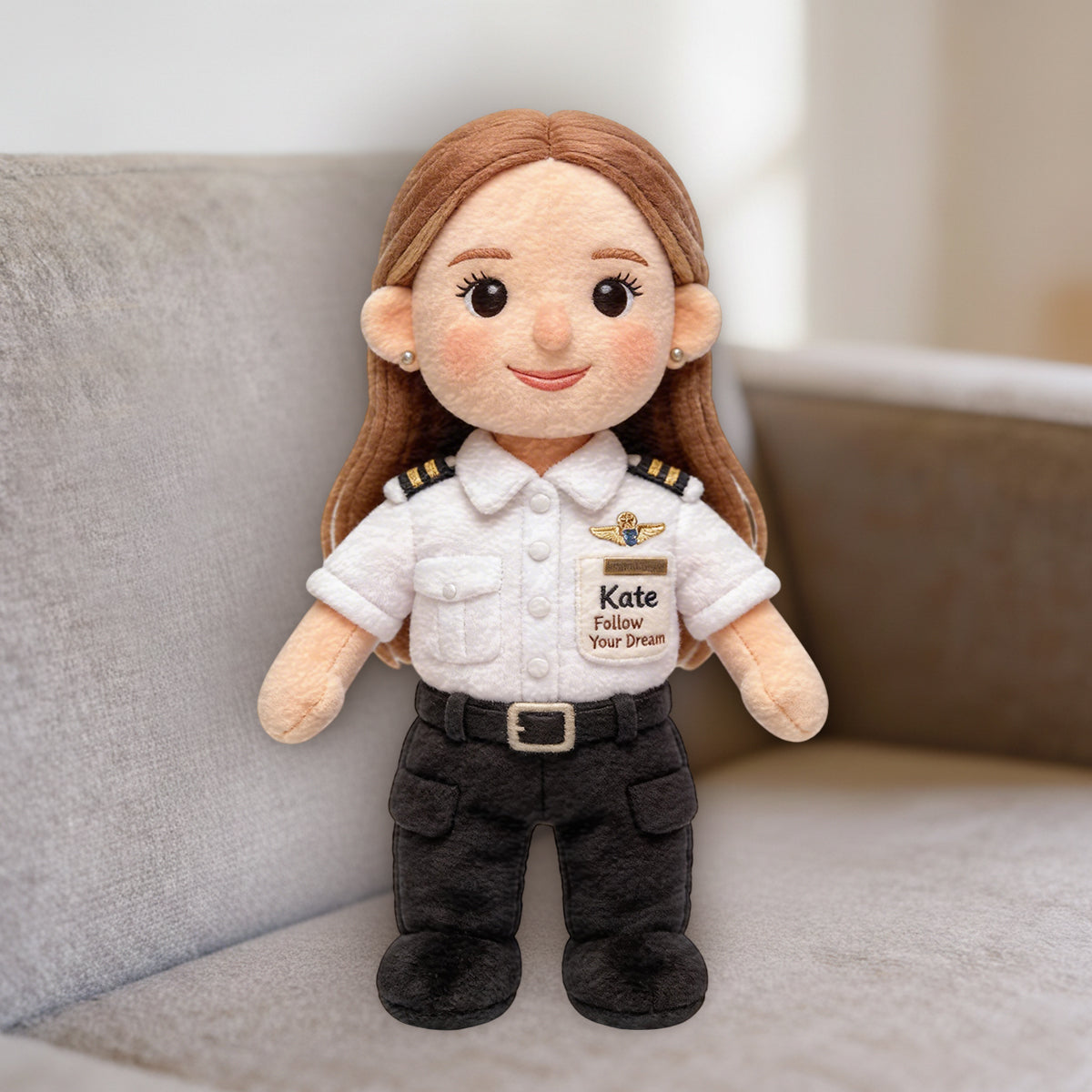 Follow Your Dream - Personalized Pilot Premium Faux Fur Pillow