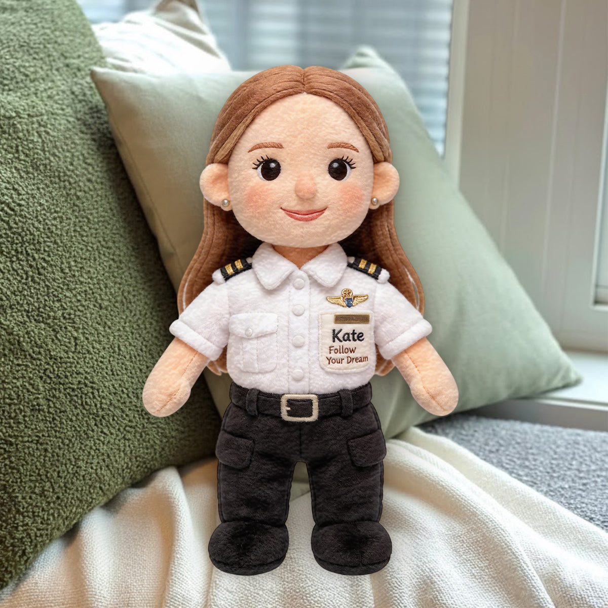 Follow Your Dream - Personalized Pilot Premium Faux Fur Pillow