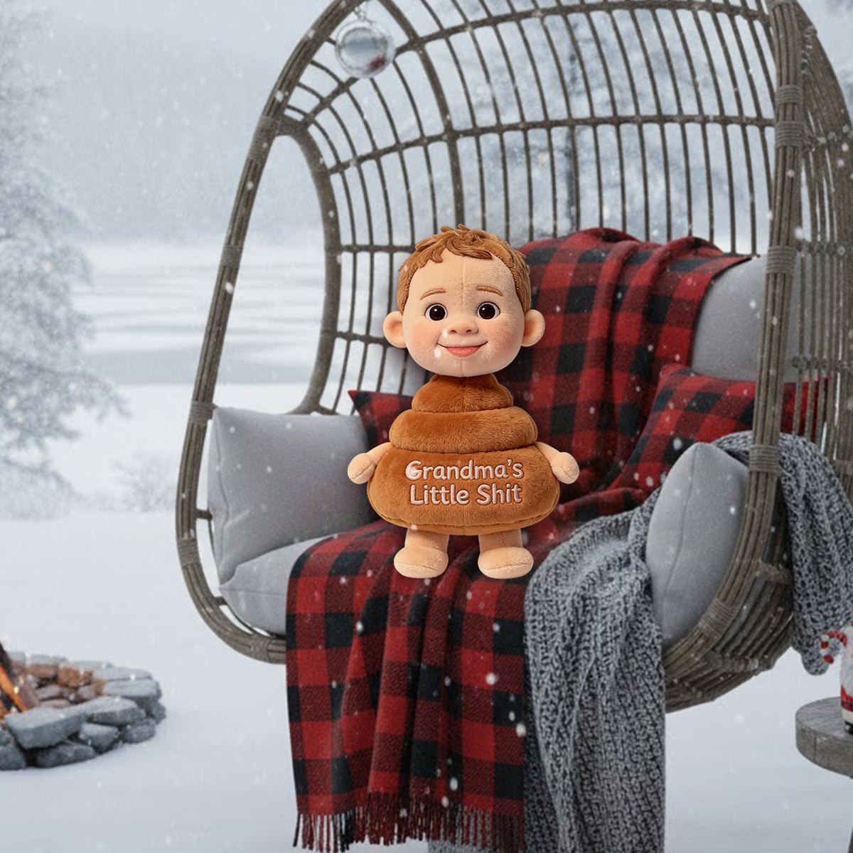 Grandma's Little Shit - Personalized Grandma Premium Faux Fur Pillow