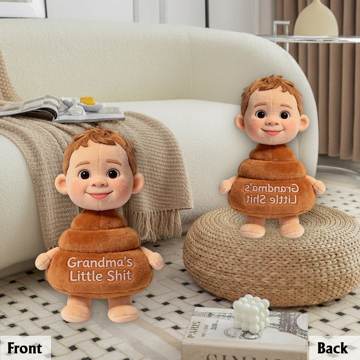 Grandma's Little Shit - Personalized Grandma Premium Faux Fur Pillow