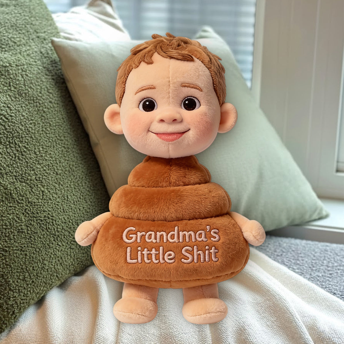 Grandma's Little Shit - Personalized Grandma Premium Faux Fur Pillow