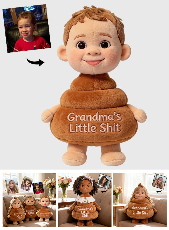 Grandma's Little Shit - Personalized Grandma Premium Faux Fur Pillow