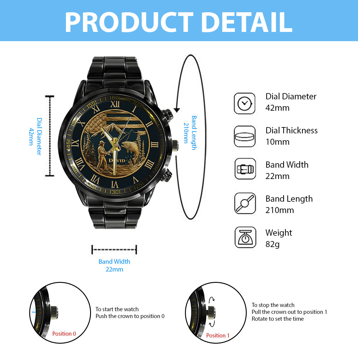 Gift For Fishing Lovers - Personalized Fishing Hand Watch