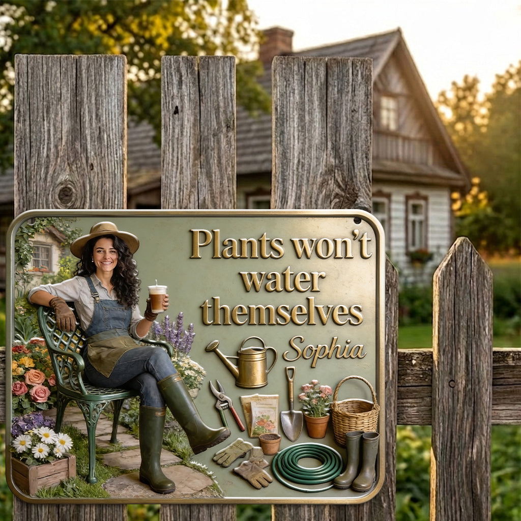 Plants Won’t Water Themselves - Personalized Gardening 3D Printed Cut Metal Sign