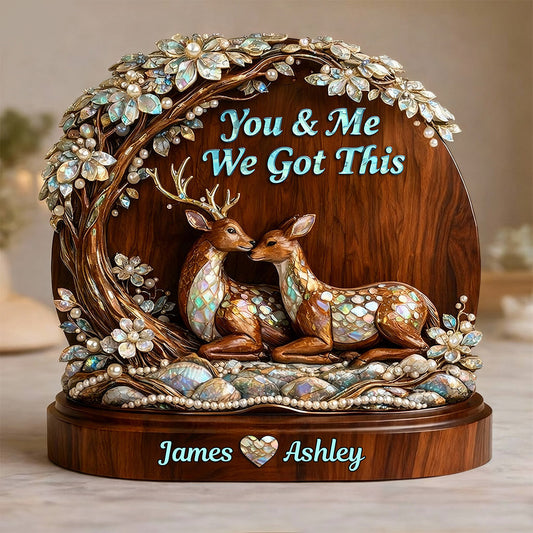 Deer Couple - Personalized Hunting Custom Shaped Wood Plaque