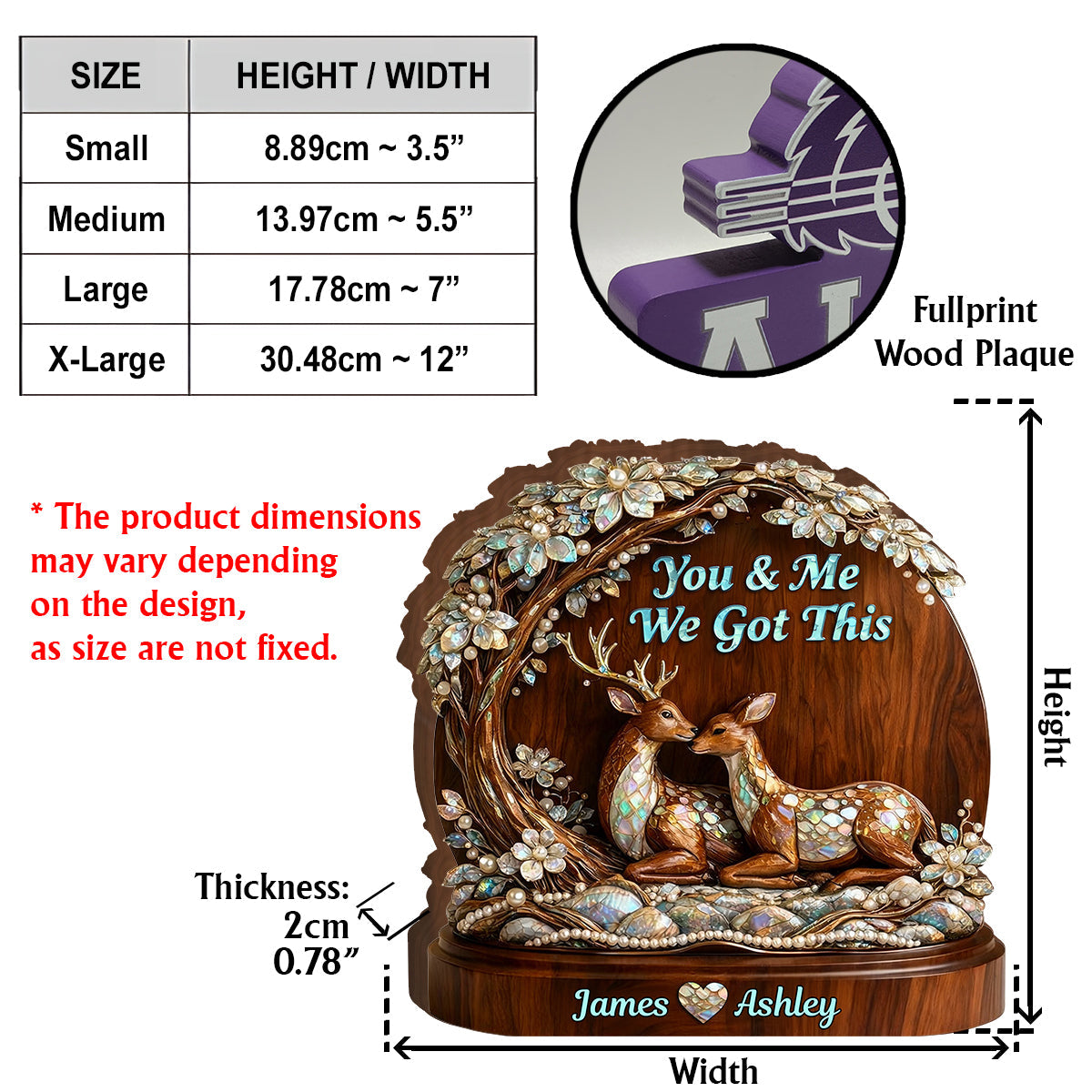 Deer Couple - Personalized Hunting Custom Shaped Wood Plaque