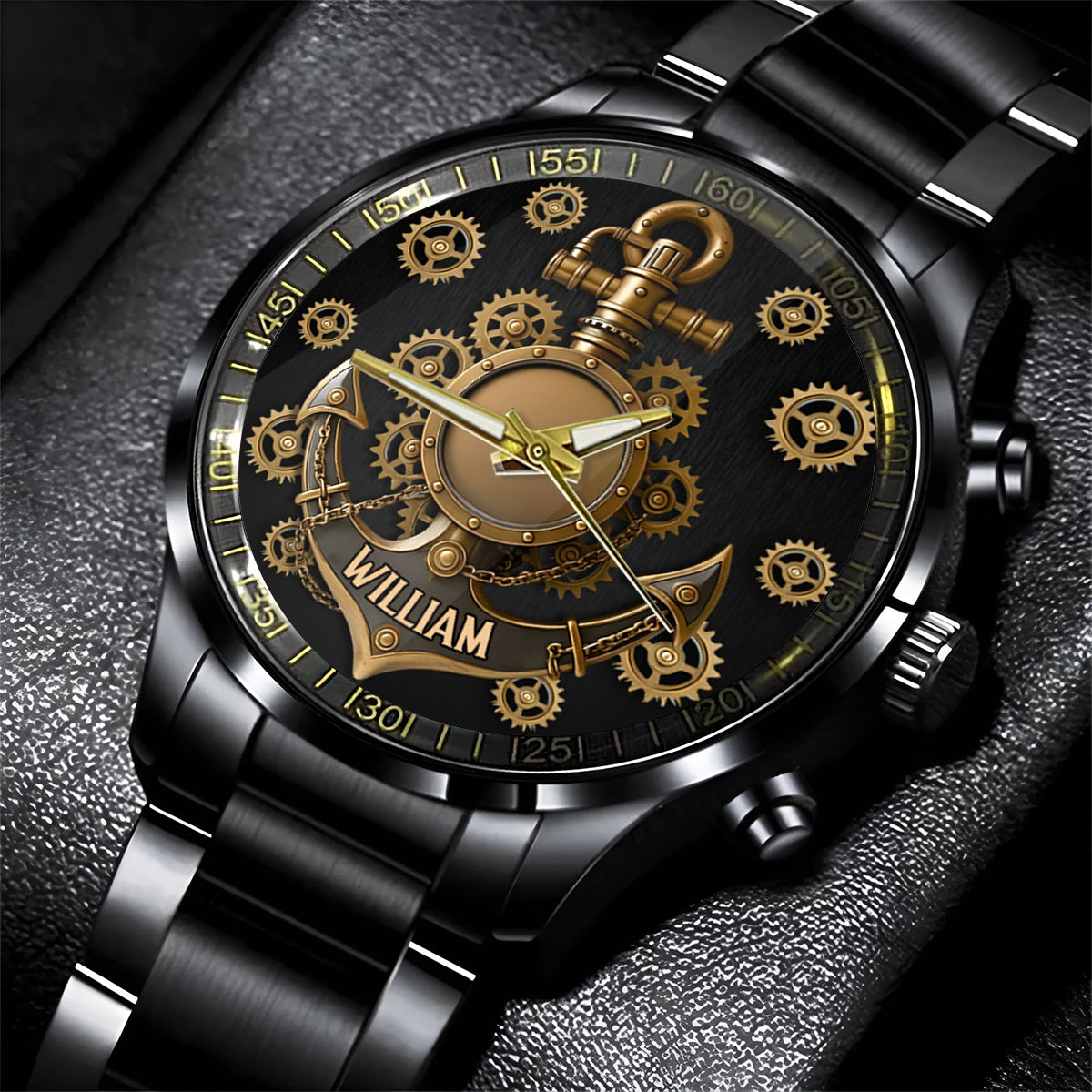 Nautical Anchor Gears Art - Personalized Boating Hand Watch
