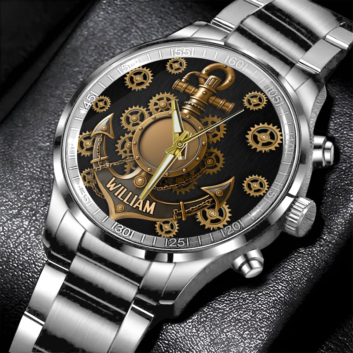 Nautical Anchor Gears Art - Personalized Boating Hand Watch