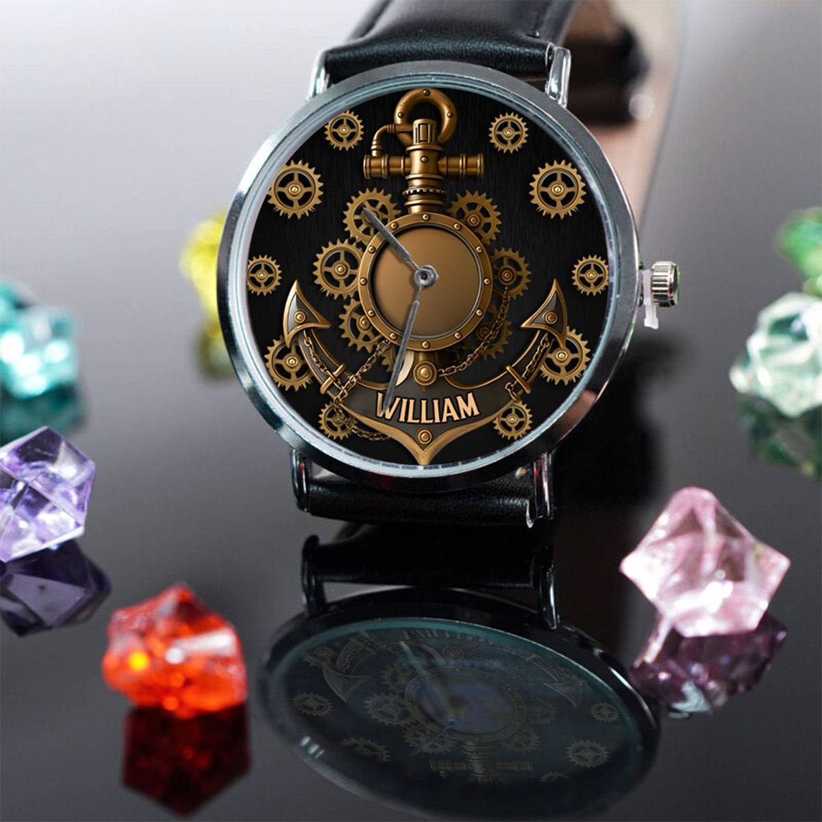 Nautical Anchor Gears Art - Personalized Boating Hand Watch