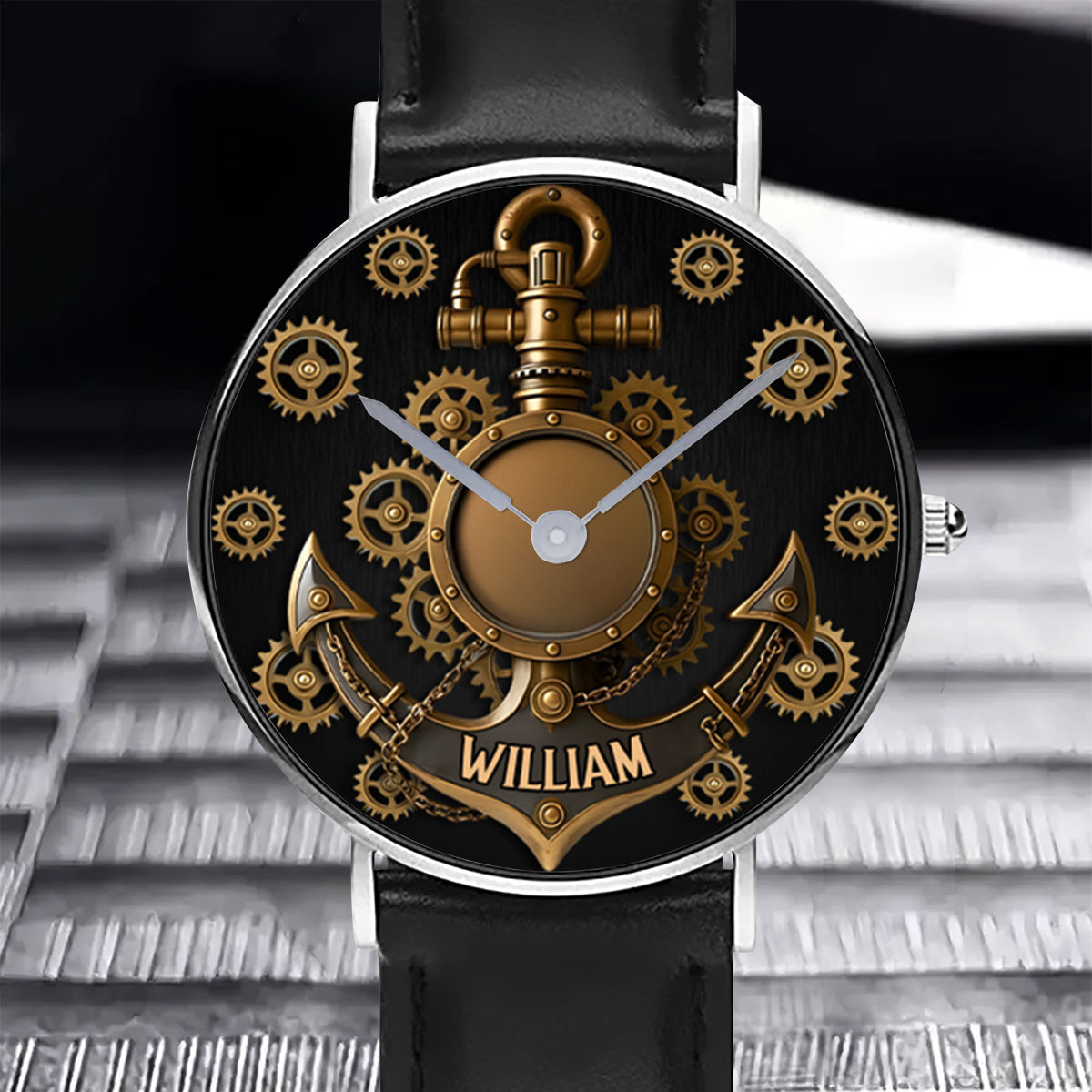 Nautical Anchor Gears Art - Personalized Boating Hand Watch