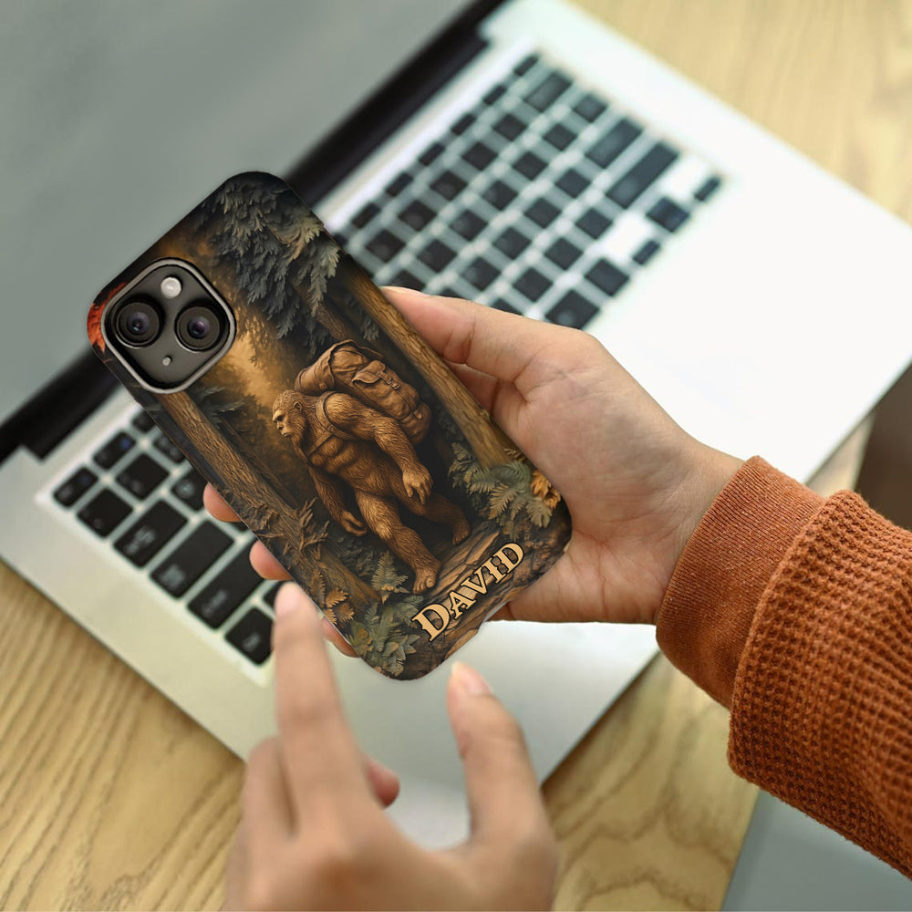 Sasquatch In Forest - Personalized Hiking Full Print Phone Case