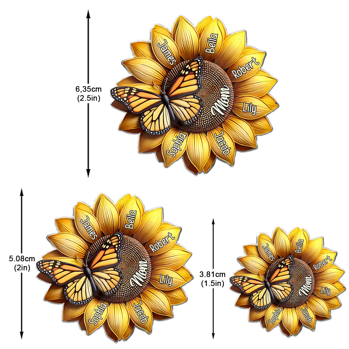 Sunflower Gift For Mom Grandma - Personalized Mother Earrings