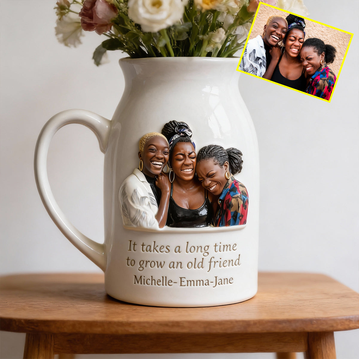 Gift For Bestie - Personalized Bestie Ceramic Flower Vase