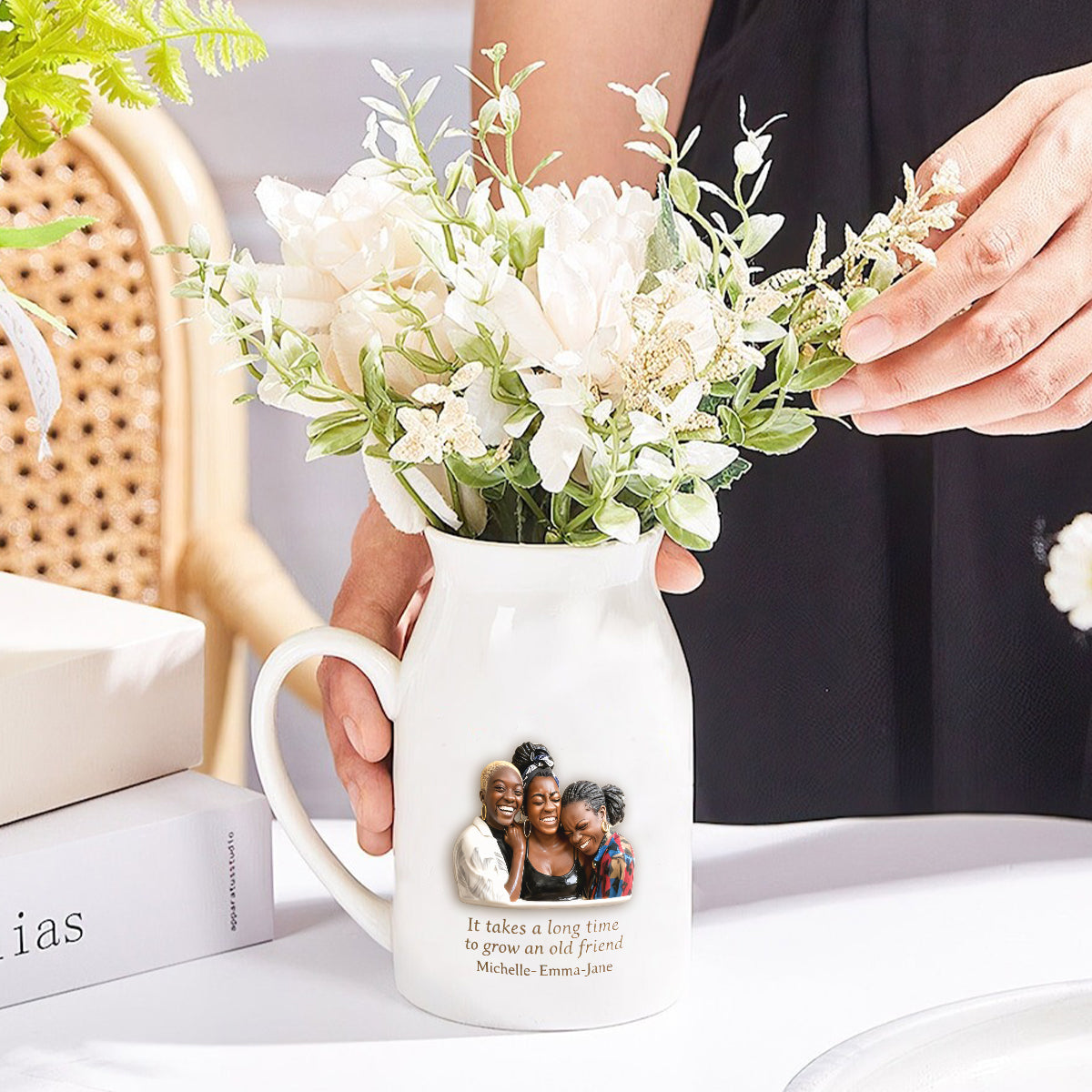 Gift For Bestie - Personalized Bestie Ceramic Flower Vase