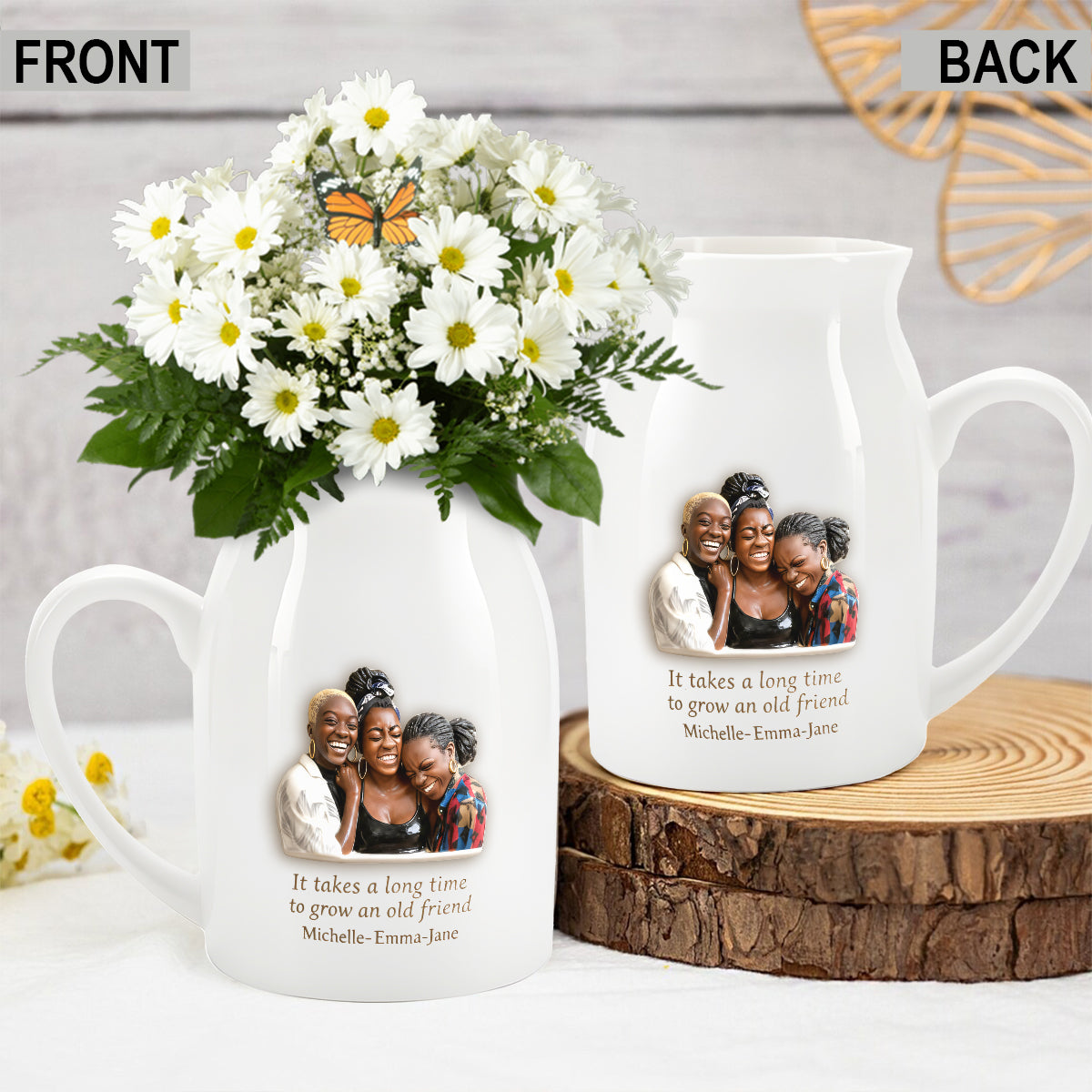 Gift For Bestie - Personalized Bestie Ceramic Flower Vase