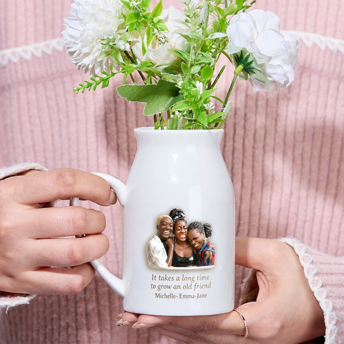 Gift For Bestie - Personalized Bestie Ceramic Flower Vase