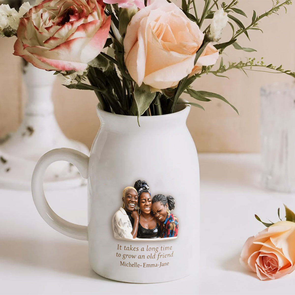 Gift For Bestie - Personalized Bestie Ceramic Flower Vase
