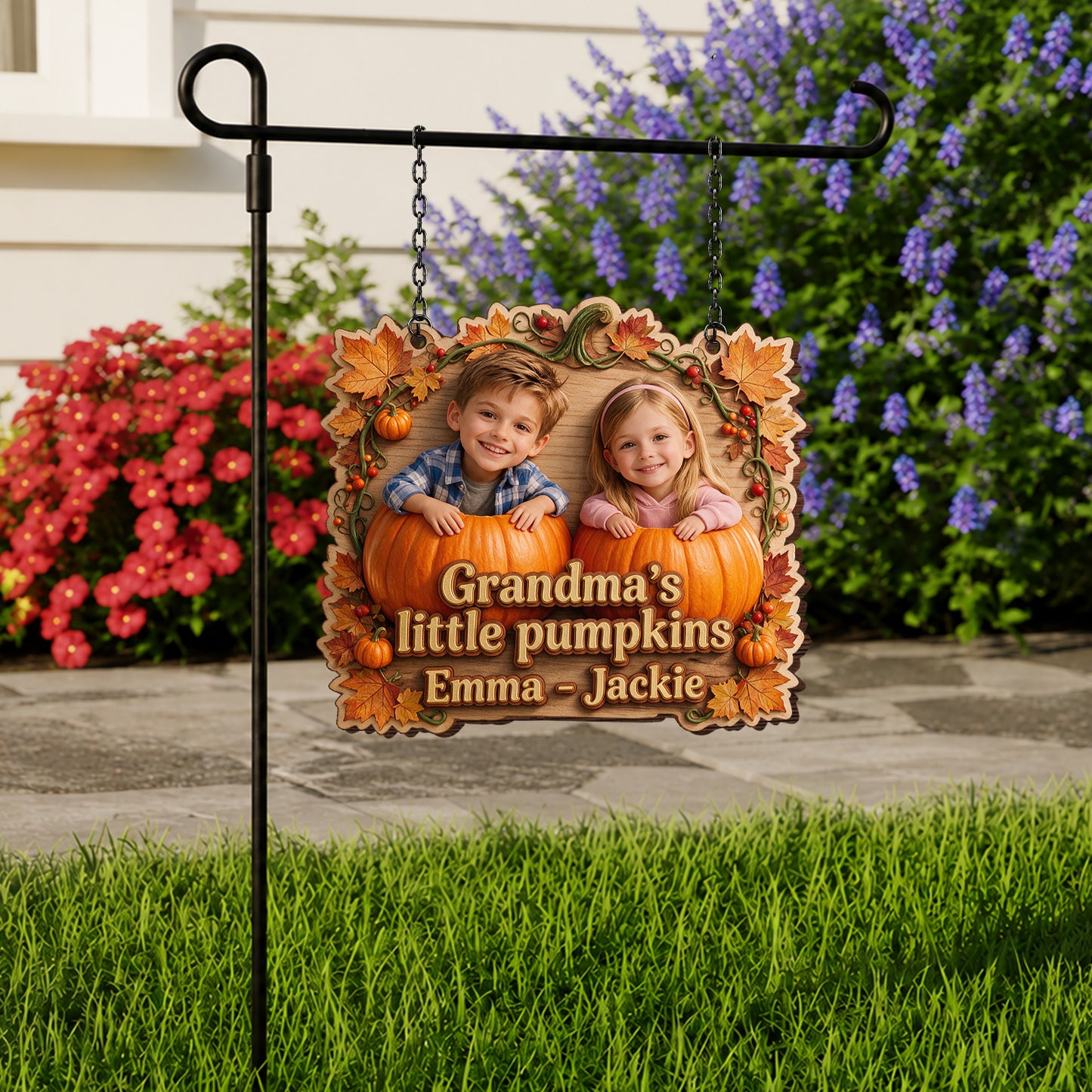 Pumpkin Garden - Personalized Grandma Wood Sign With Stake
