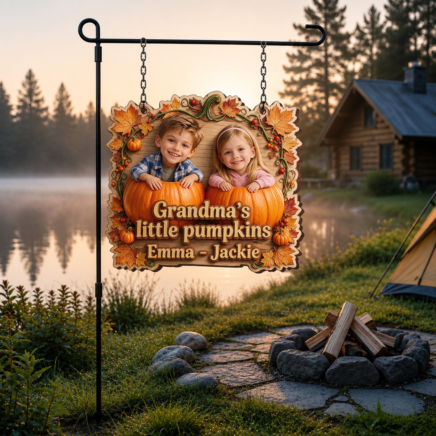 Pumpkin Garden - Personalized Grandma Wood Sign With Stake