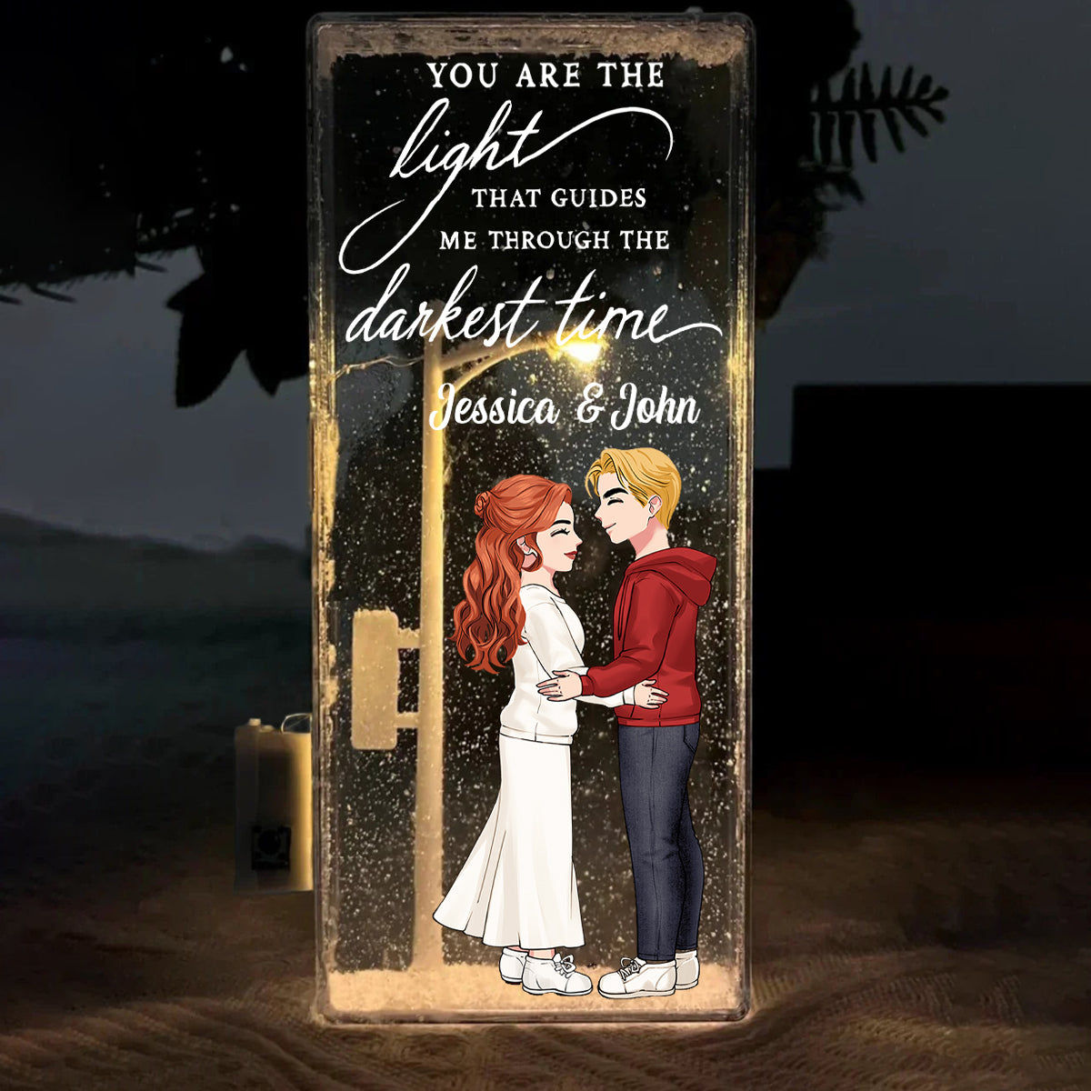 You Are The Light That Guides Me Through The Darkest Nights - Personalized Couple Snowflake Night Light