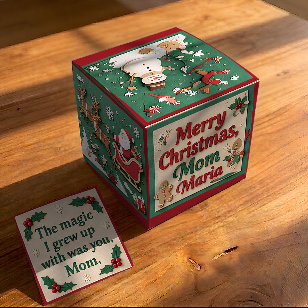 Custom Any Photo, Any Message, Merry Christmas - Personalized Mother Pop Up Box Card