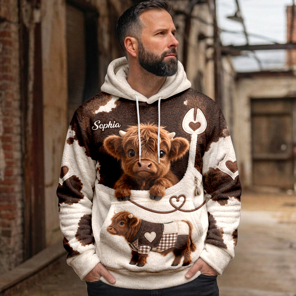 Love Highland Cows - Personalized Highland Cow Fleece Hoodie