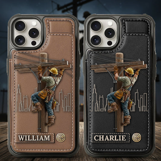 Strength Of The Line - Personalized Lineman Wallet Phone Case