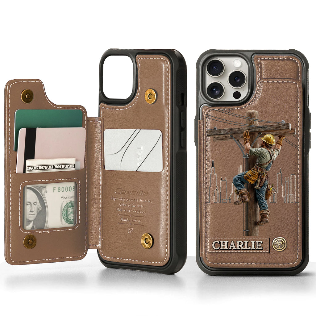 Strength Of The Line - Personalized Lineman Wallet Phone Case