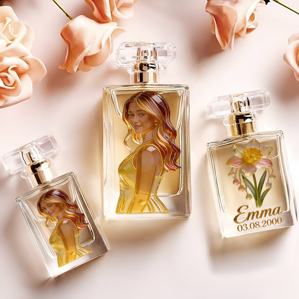 Custom Any Photo Birthmonth Flower - Personalized Self Love Refillable Perfume Bottle