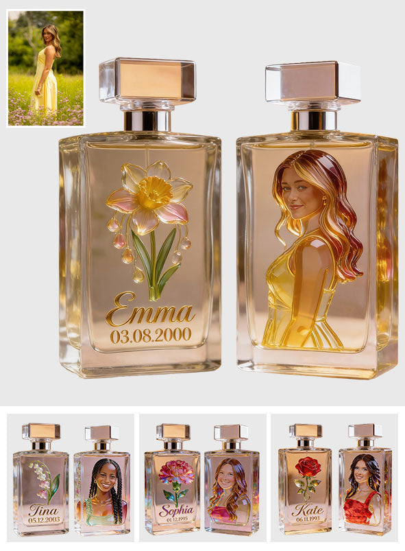 Custom Any Photo Birthmonth Flower - Personalized Self Love Refillable Perfume Bottle