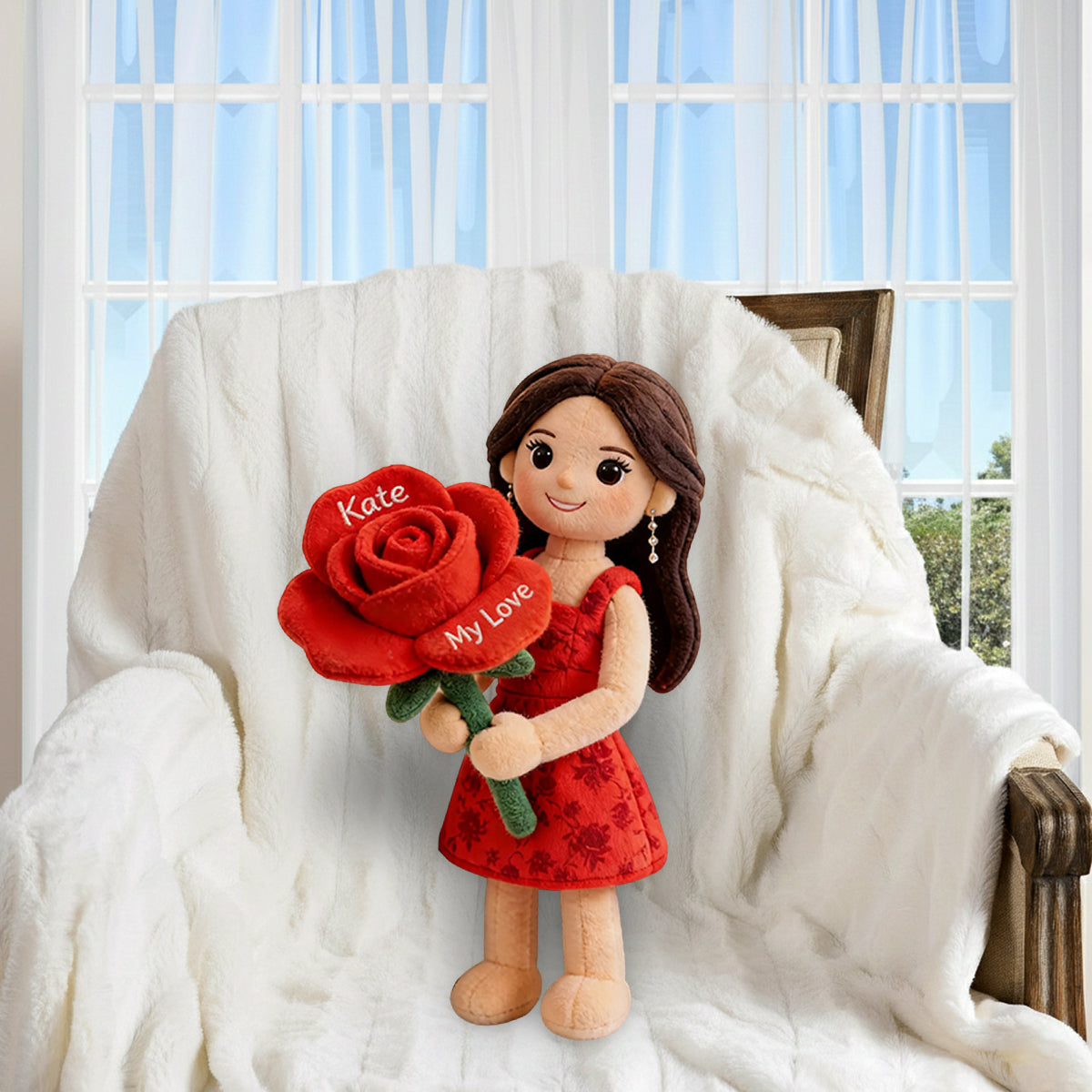 Custom Any Photo Birth Flower - Personalized Self Love Premium Faux Fur Pillow