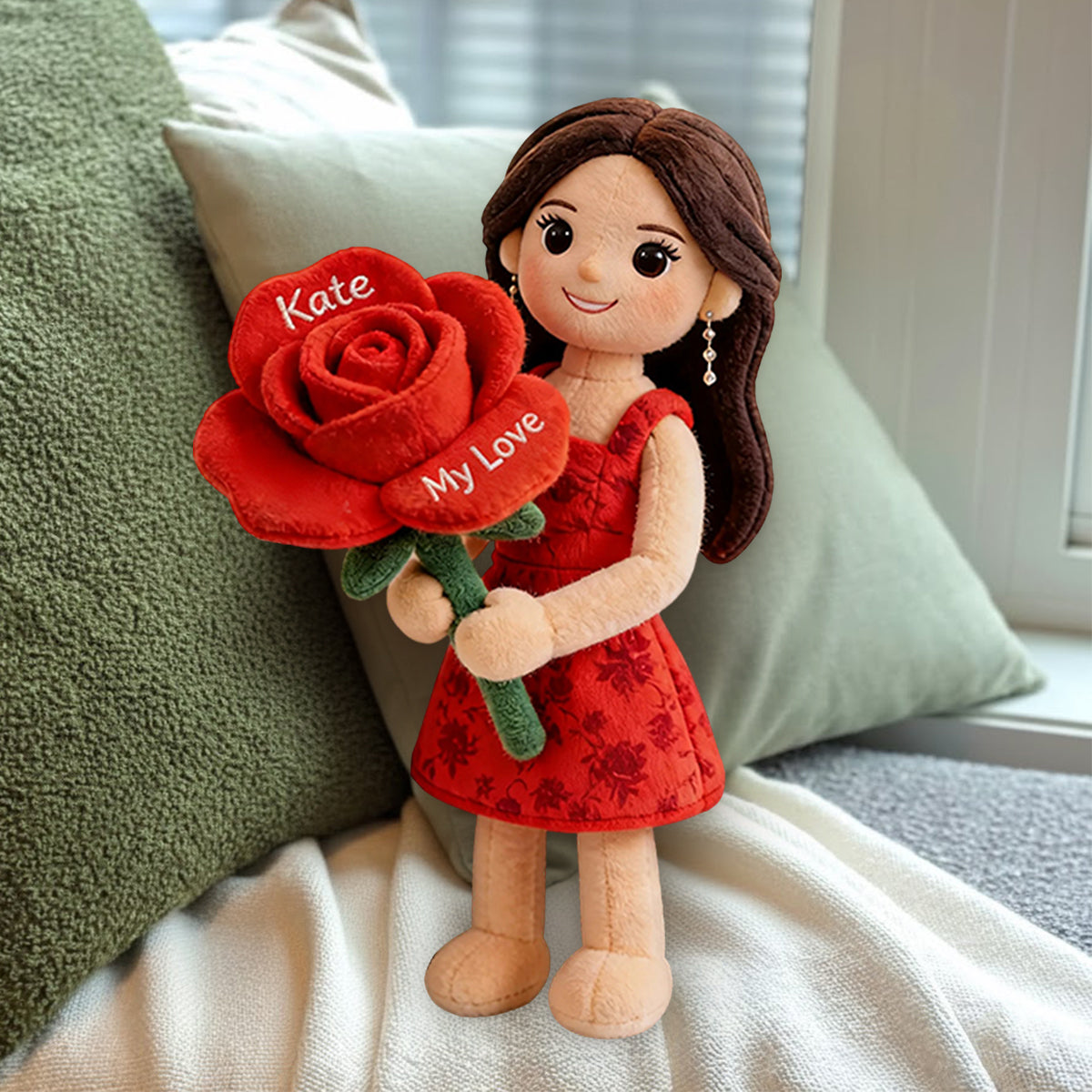 Custom Any Photo Birth Flower - Personalized Self Love Premium Faux Fur Pillow