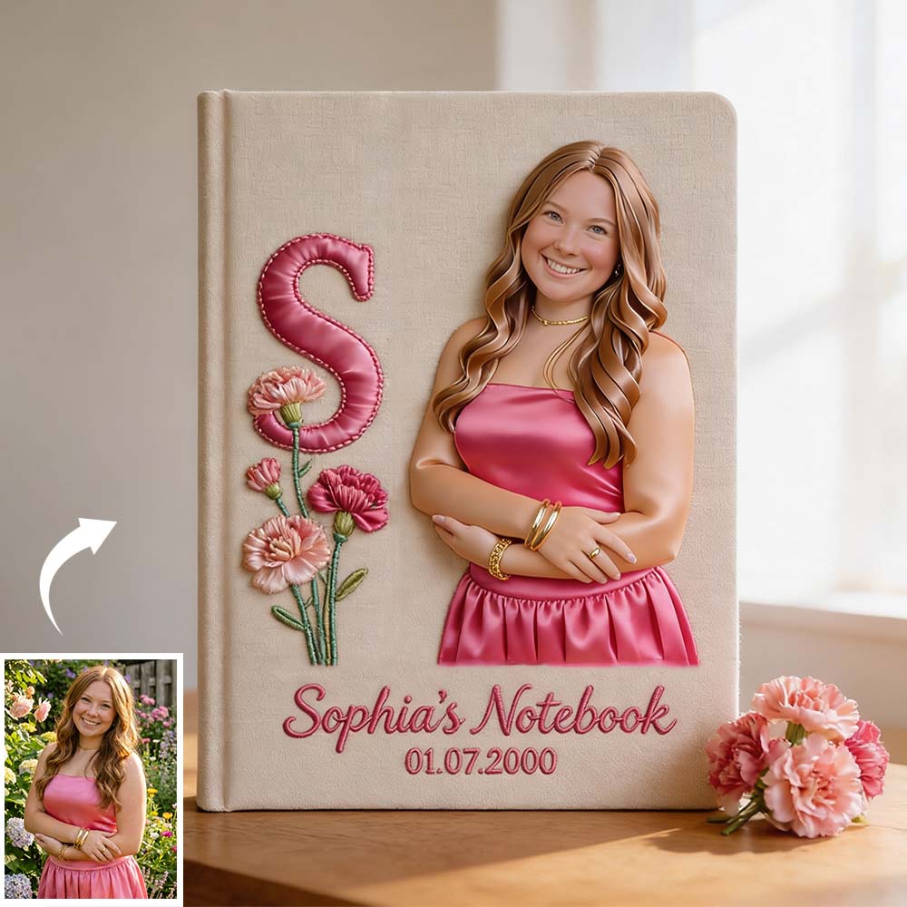 Any Photo Birth Flower Initial Name Letter - Personalized Self Love Leather Journal