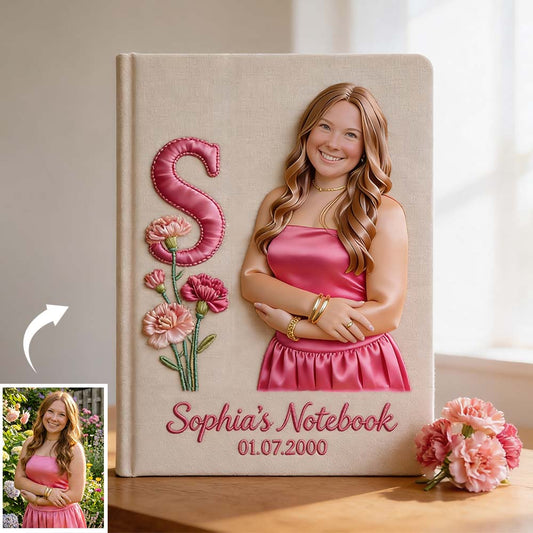 Any Photo Birth Flower Initial Name Letter - Personalized Self Love Leather Journal