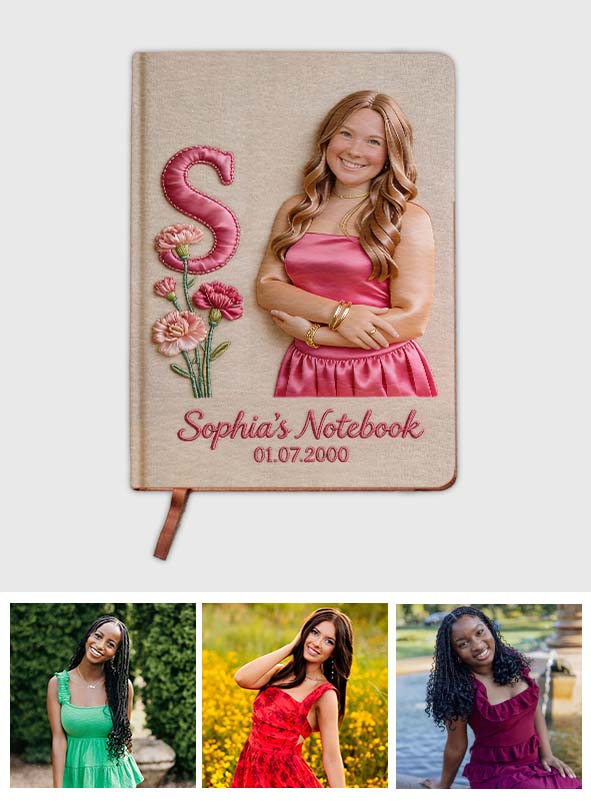 Any Photo Birth Flower Initial Name Letter - Personalized Self Love Leather Journal