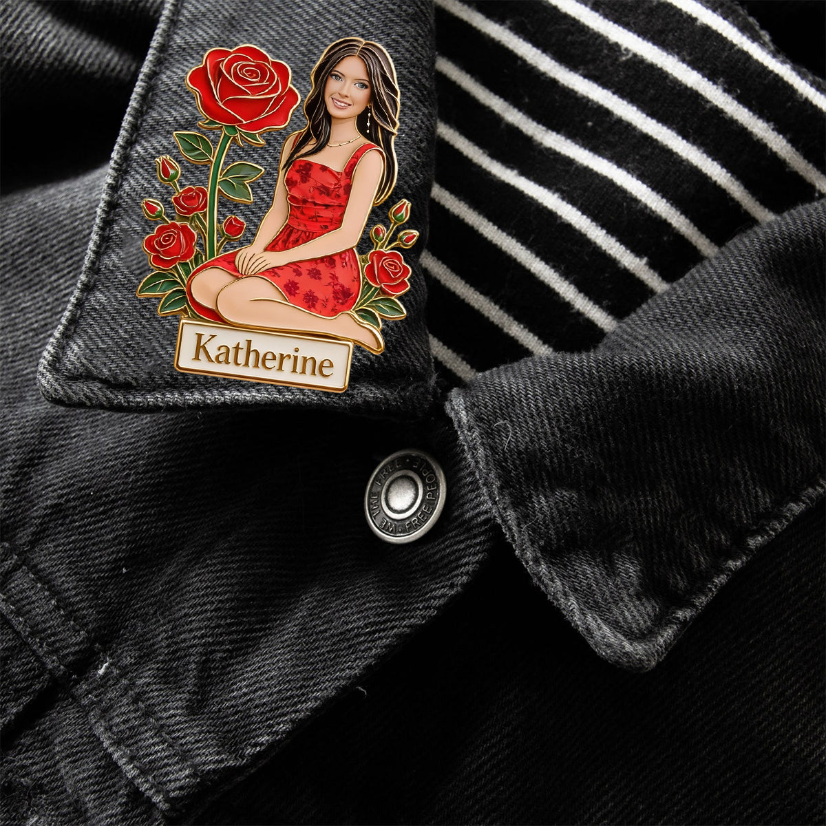 Custom Any Photo Birth Month Flower - Personalized Self Love Pin