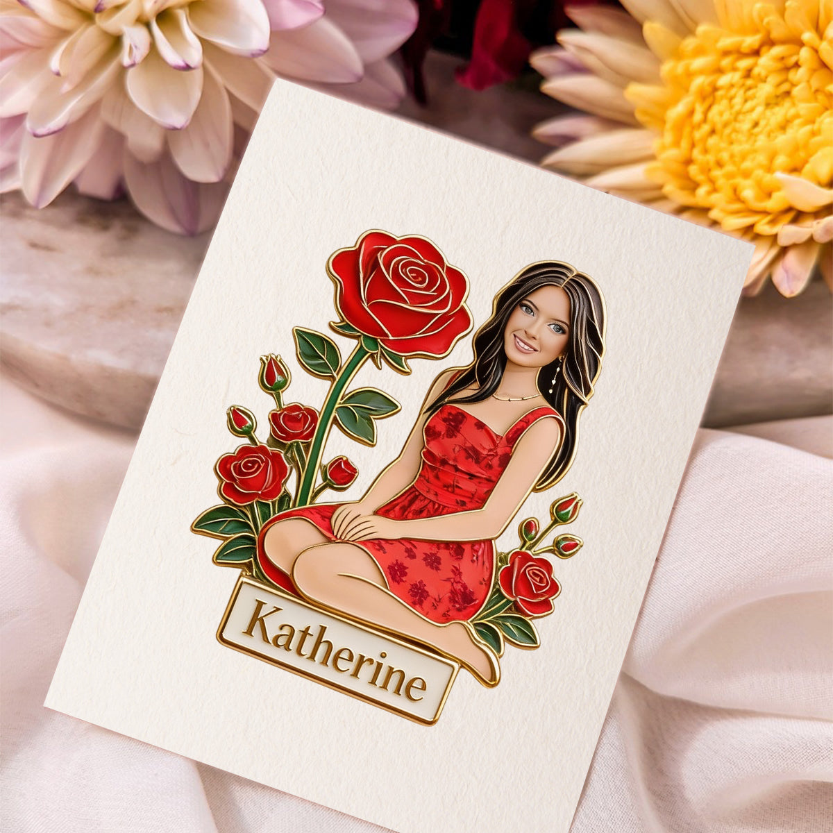 Custom Any Photo Birth Month Flower - Personalized Self Love Pin