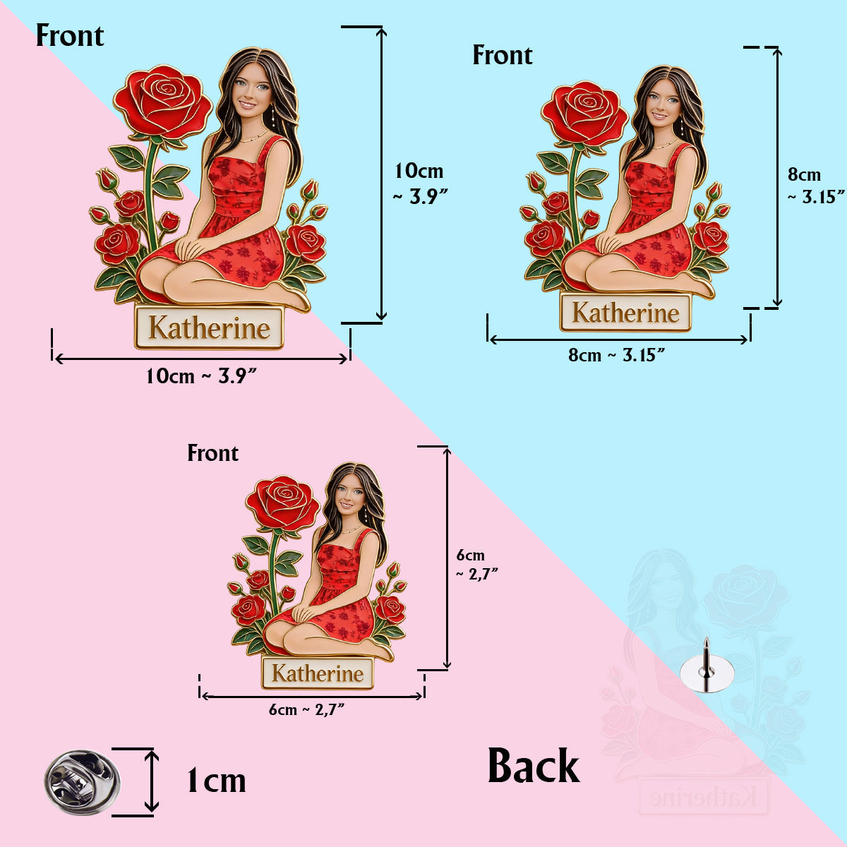 Custom Any Photo Birth Month Flower - Personalized Self Love Pin