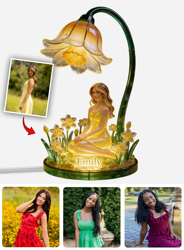 Custom Any Photo Birthmonth Flower - Personalized Self Love Acrylic LED Night Light