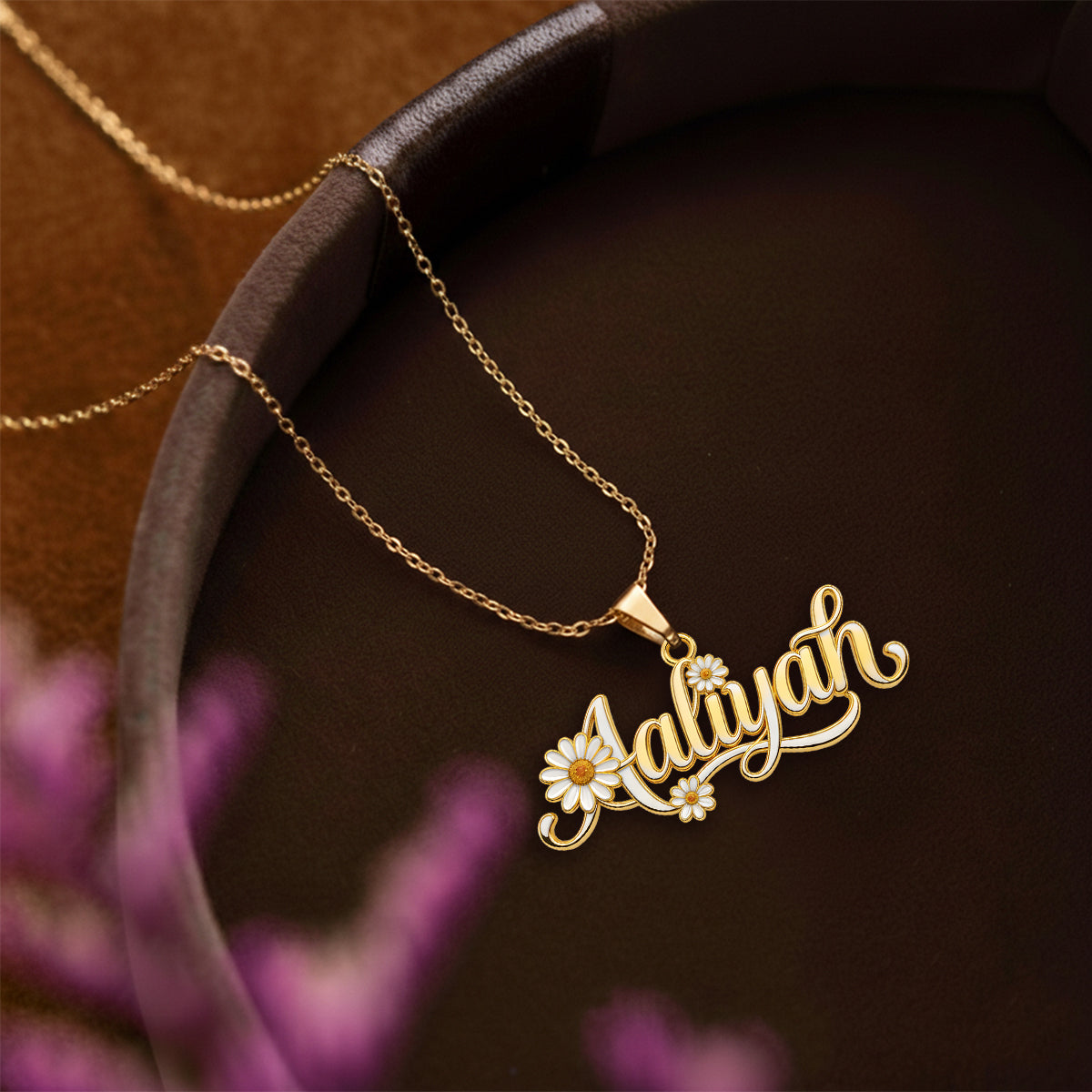 Custom Birth Flower - Personalized Self Love Shaped Metal Pendant Necklace