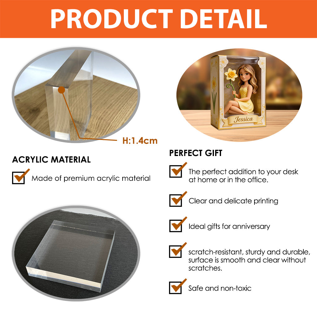 Custom Any Photo Birth Flower - Personalized Self Love Custom Shaped Acrylic Plaque