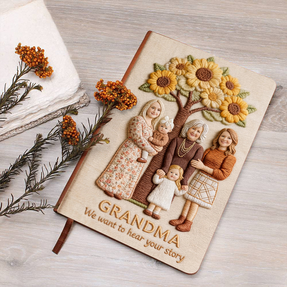 Any Photo I Want To Hear Your Story Perfect Gift For Mom, Grandma - Personalized Mother Leather Journal