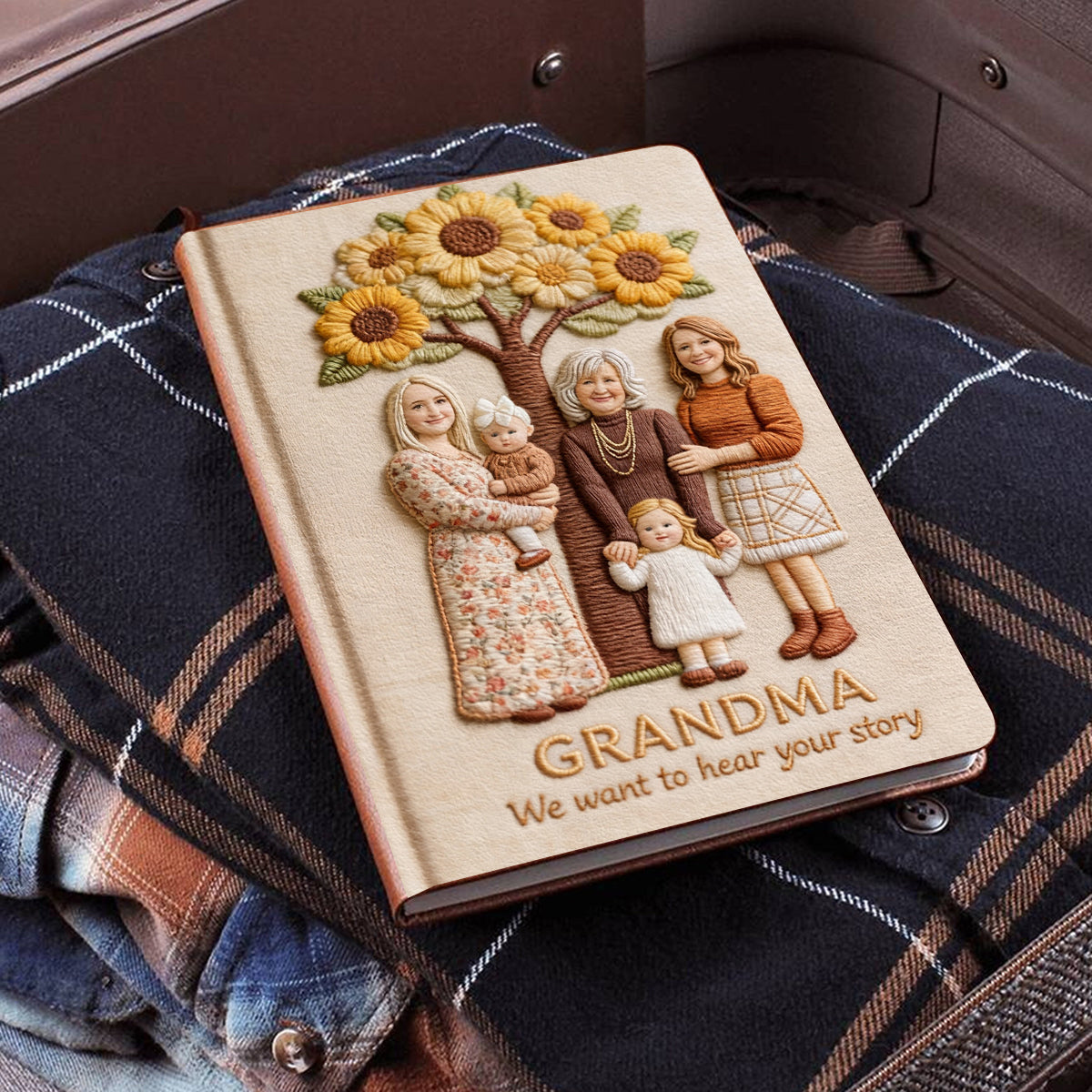 Any Photo I Want To Hear Your Story Perfect Gift For Mom, Grandma - Personalized Mother Leather Journal