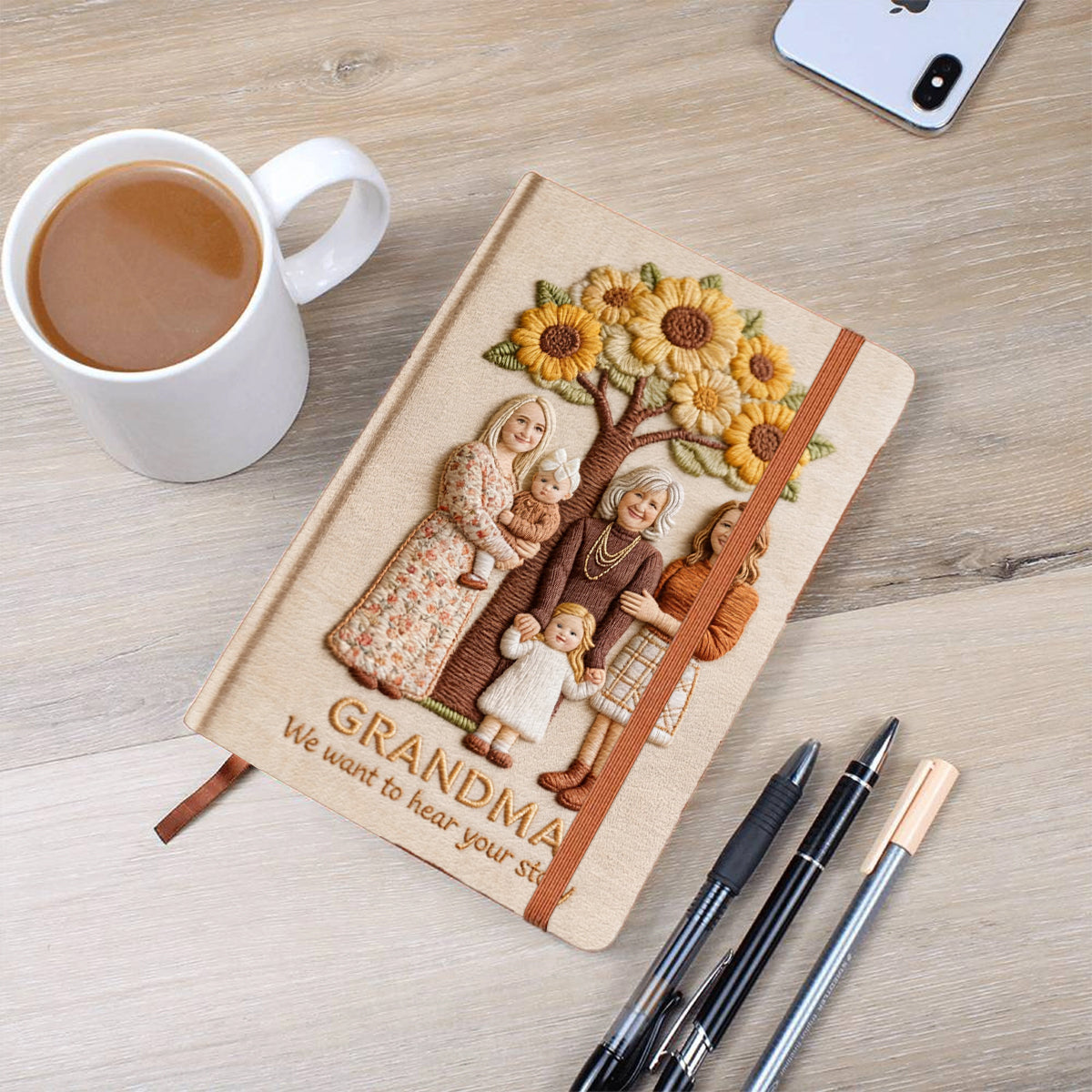 Any Photo I Want To Hear Your Story Perfect Gift For Mom, Grandma - Personalized Mother Leather Journal